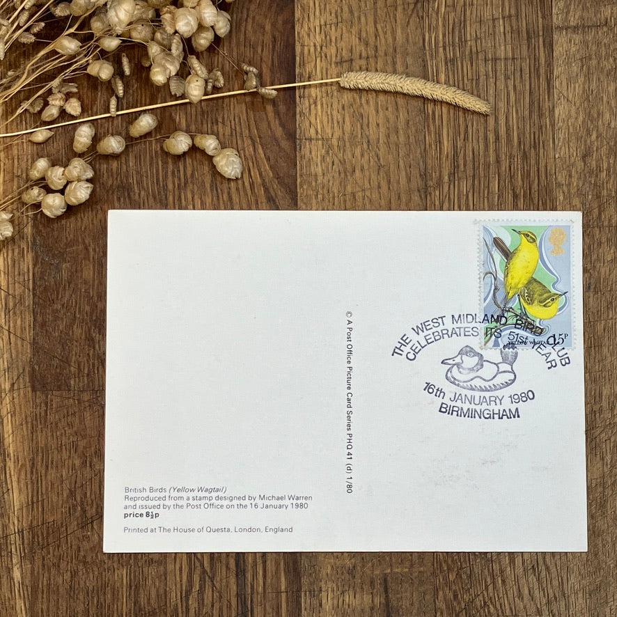 Vintage bird postcards with first day issue stamps ~ set of 4 | British birds by Michael Warren | 1980