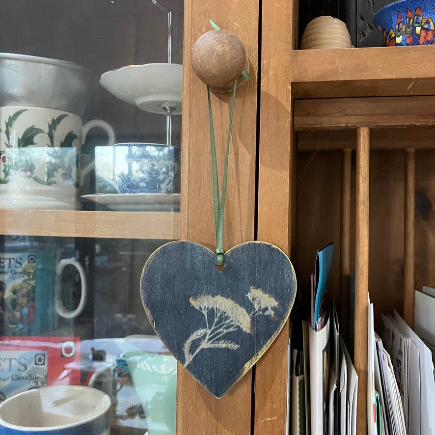 Wooden botanical heart decoration ~ handmade in Wales