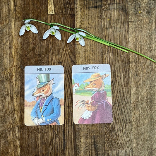 Mr Fox & Mrs Fox playing cards from the Woodland Happy Families card game