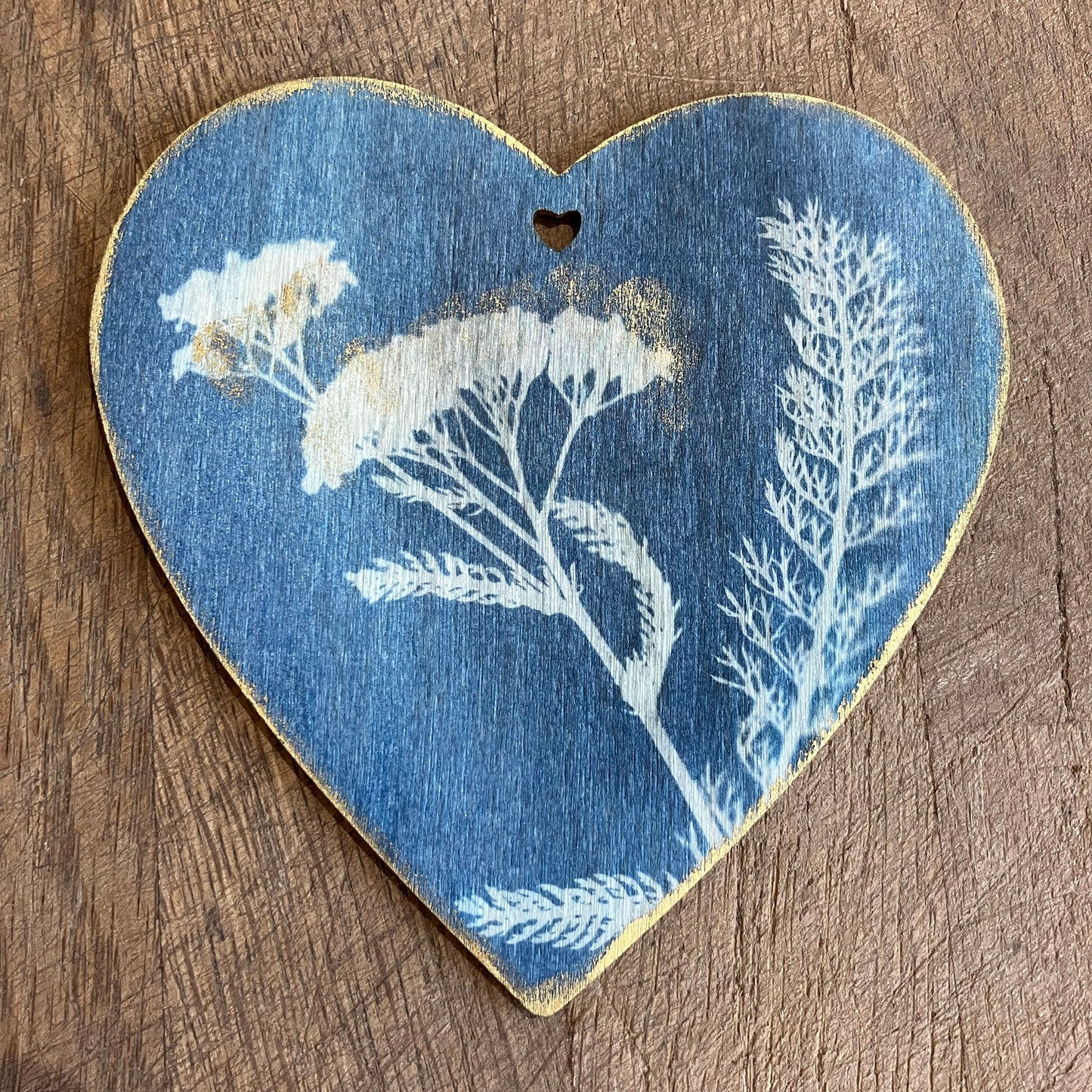 Wooden botanical heart decoration ~ handmade in Wales