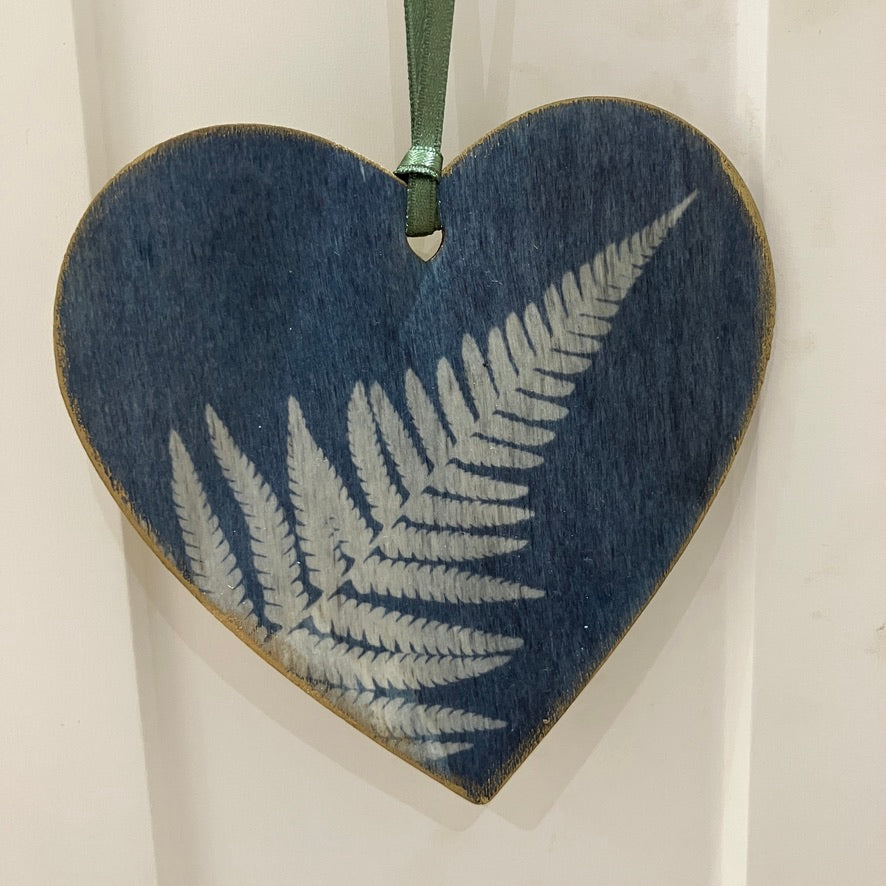 Wooden botanical heart decoration ~ handmade in Wales
