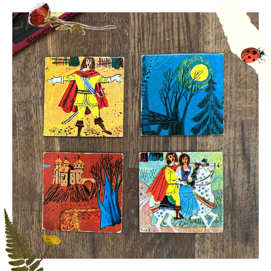 4 Vintage 'Memory Game' Picture cards ~ for junk journals and craft projects