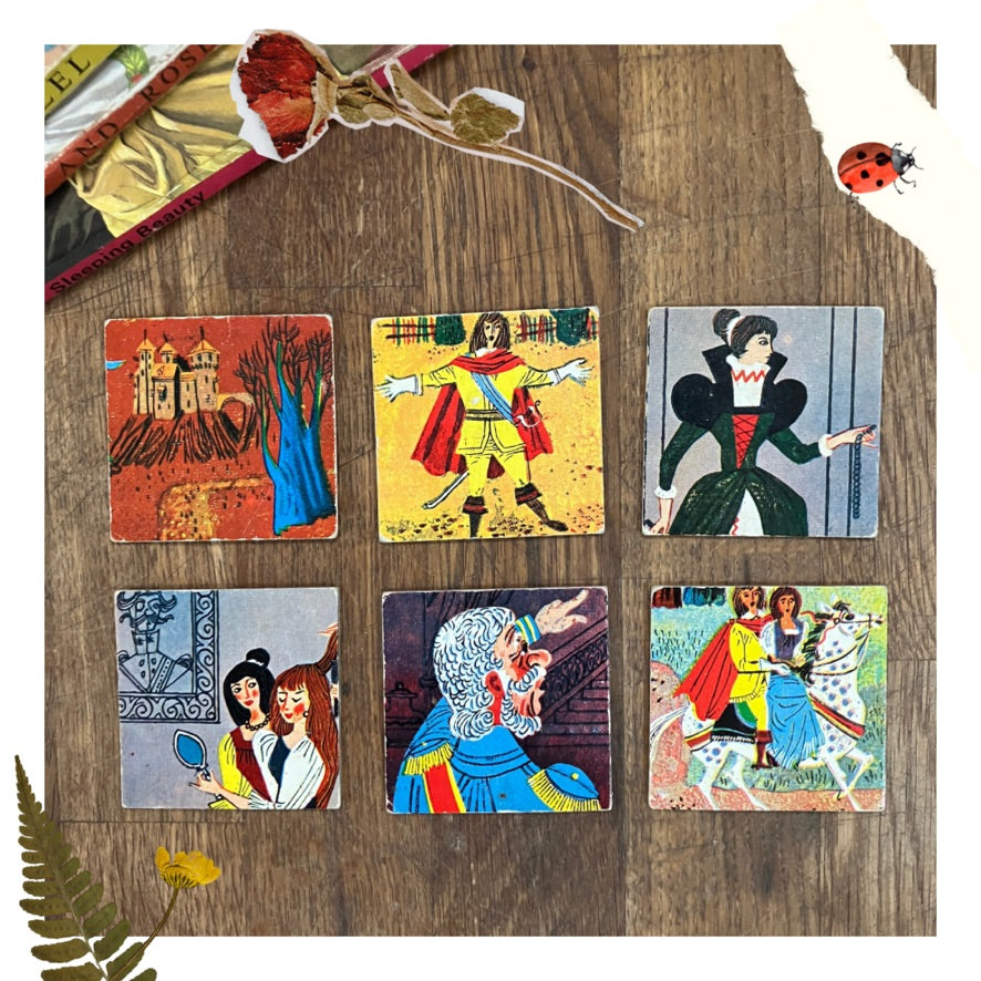 4 Vintage 'Memory Game' Picture cards ~ for junk journals and craft projects