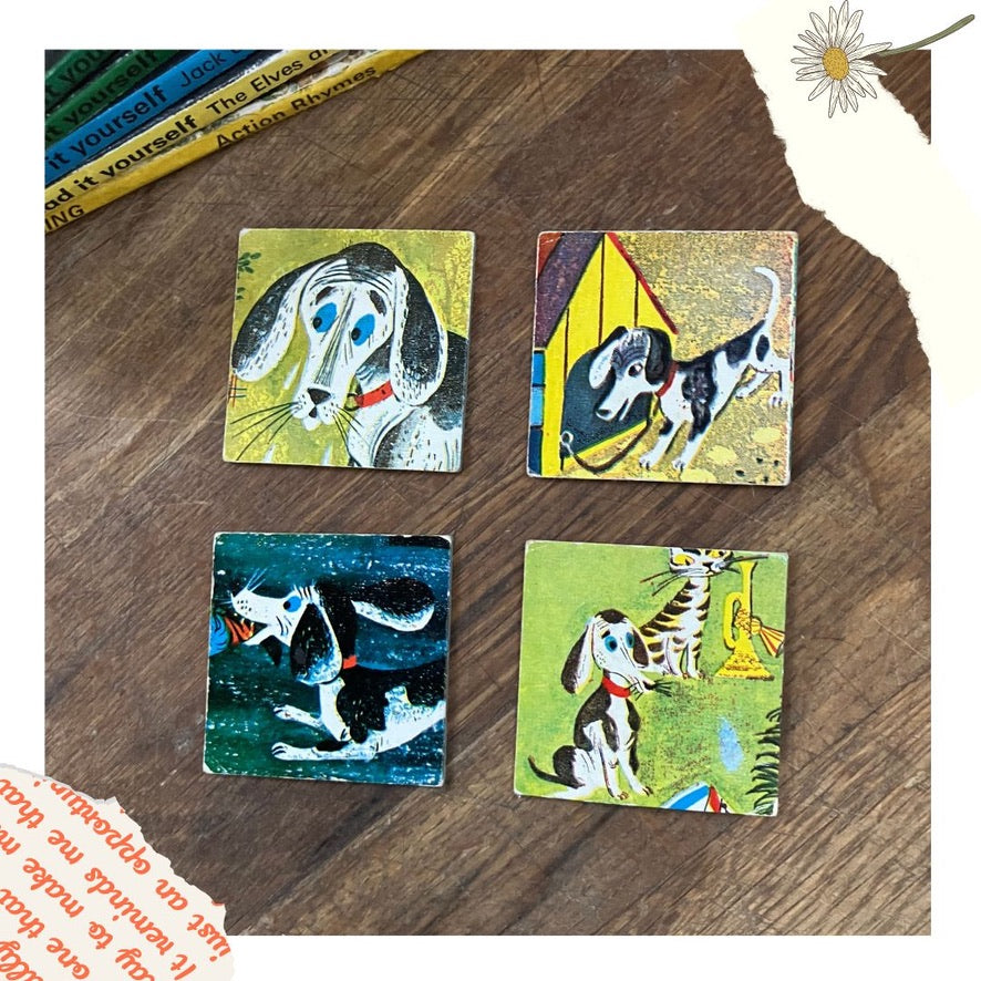 4 Vintage 'Memory Game' Picture cards ~ for junk journals and craft projects